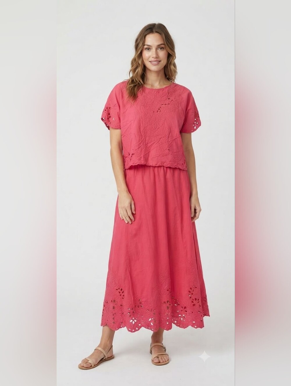 PHOENIX Top and Skirt Set PINK Embroidered VINTAGE Size Med NWT
